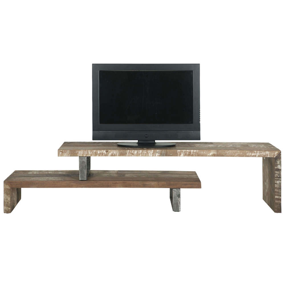 Rustic Adjustable Extendable Wood TV Stand Up to 80" Open Storage