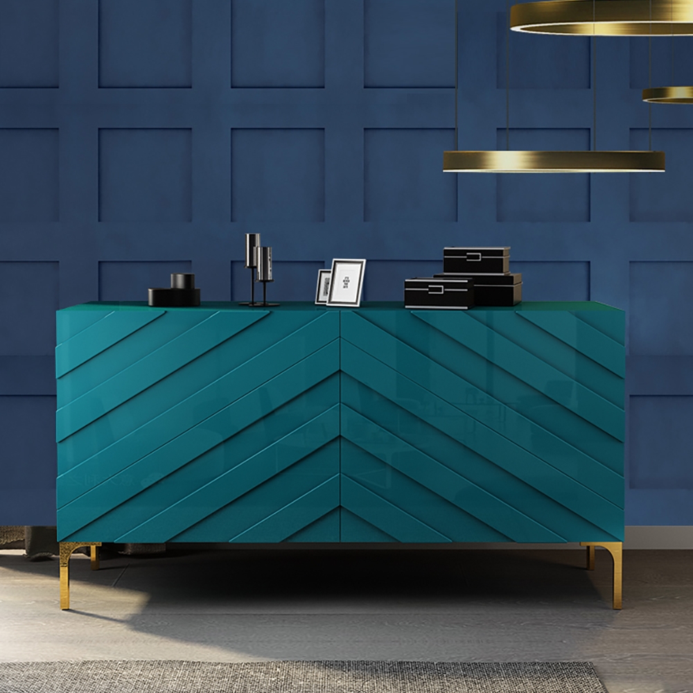 

Modern 55" Green Buffet Sideboard Table with Gold Legs & 2 Doors