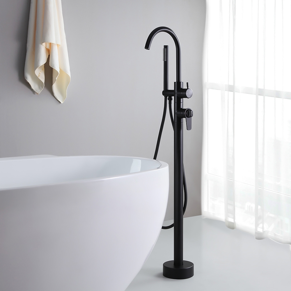 

Bathtub Filler Thermostatic Bathtub Faucet Floor Mount Tub Faucet with Handshower