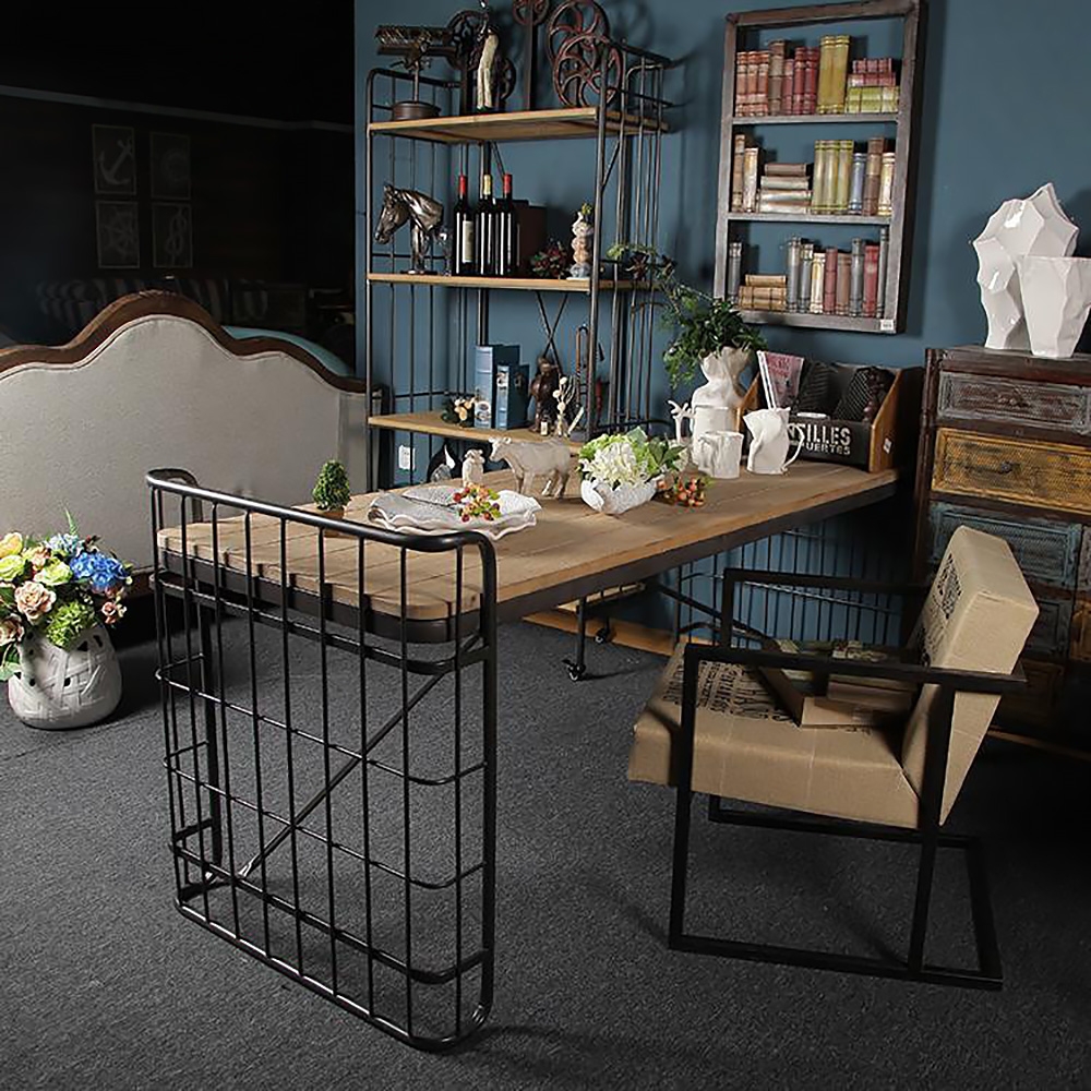 

Industrial Loft Vintage Rectangular Writing Desk Office Desk Metal in Black Finish
