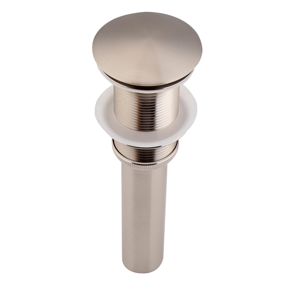 Contemporary Solid Brass Pop Up Waste in Brushed Nickel without Overflow