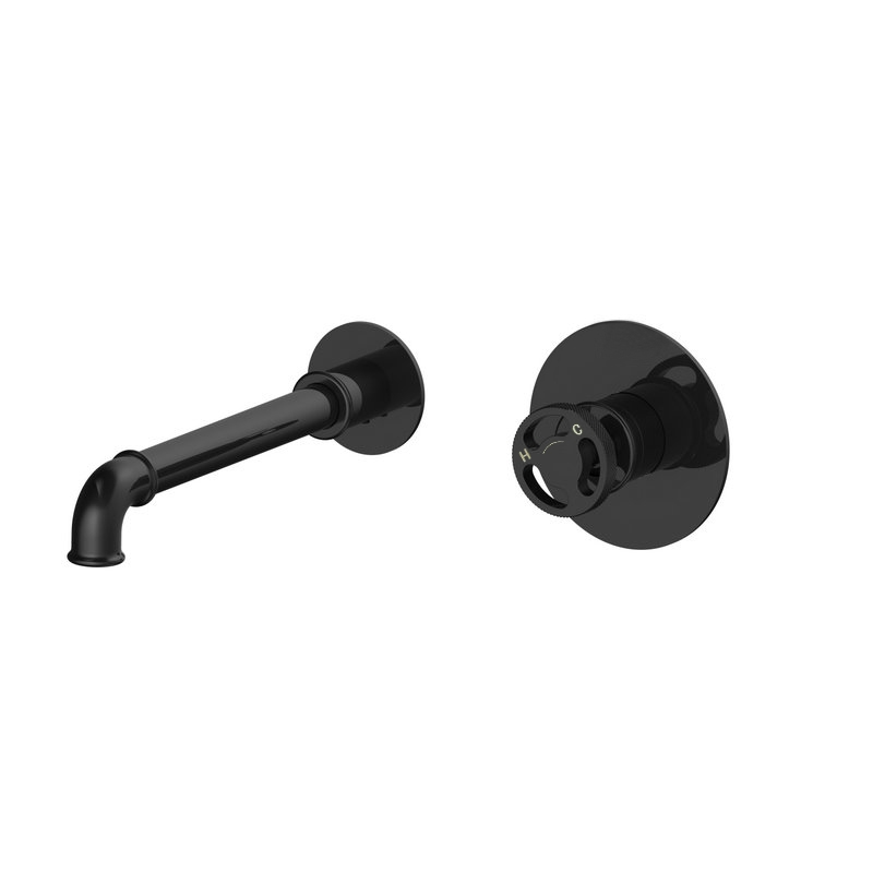 Ruth Industrial Wall Mounted Matte Black Bathroom Sink Faucet with Single Handle