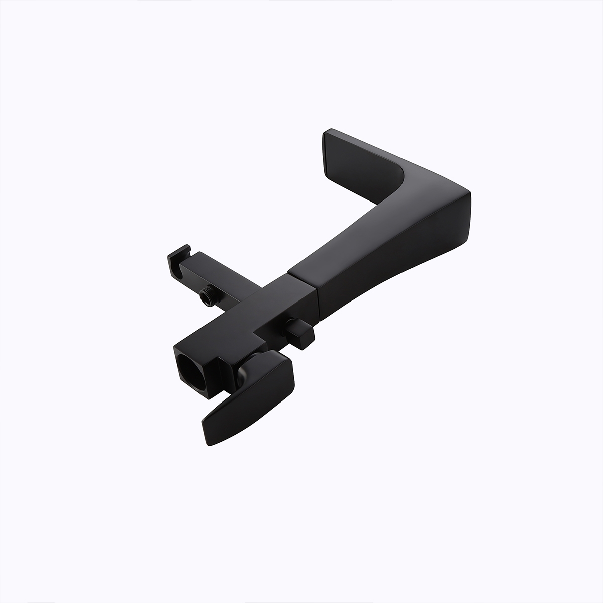 Waterfall Spout Matte Black Freestanding Bath Filler Tap with Handheld