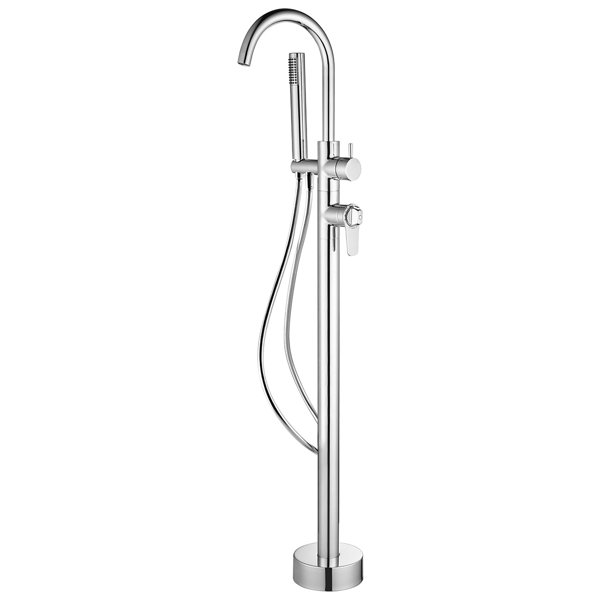 

Thermostatic Freestanding Tub Faucet Floor Mounted Bathtub Filler with Handshower
