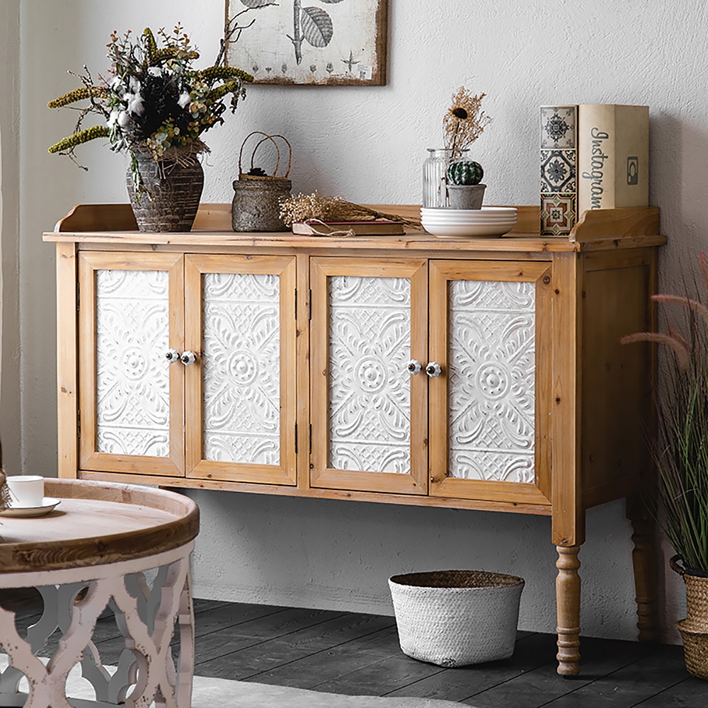 

Wood Sideboard Farmhouse Console Cabinet with Storage 4 Door