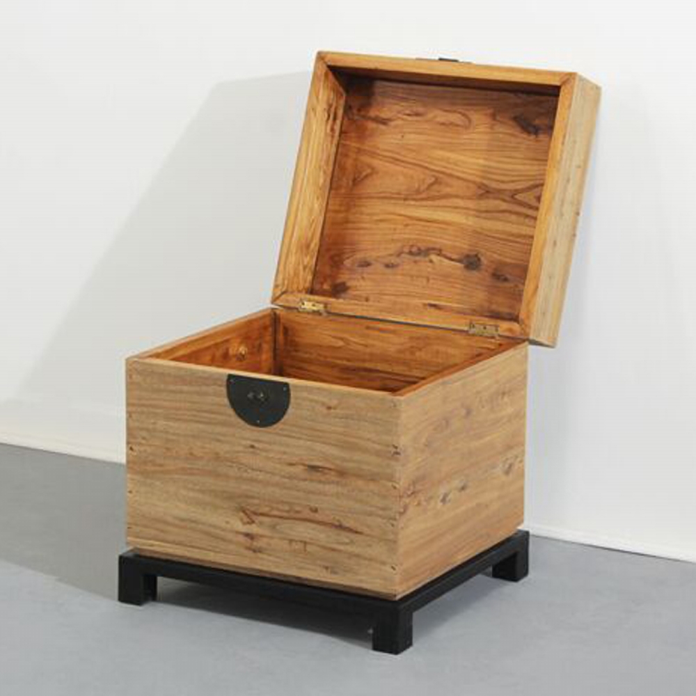 Retro End Table Flip Top with Storage Bin Wooden Side Table