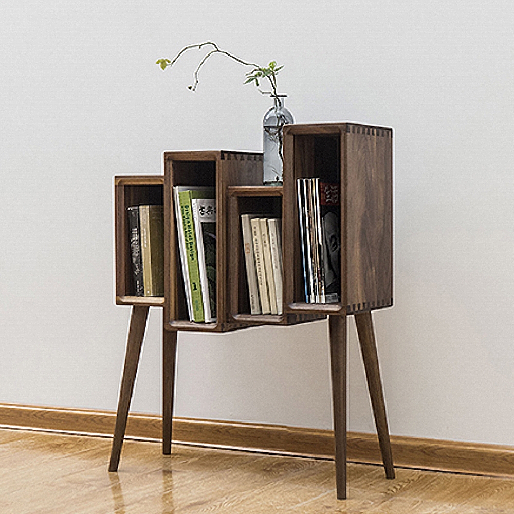 Rustic Wood Bookshelf Magazine Holder Walnut Office BookcaseHomary