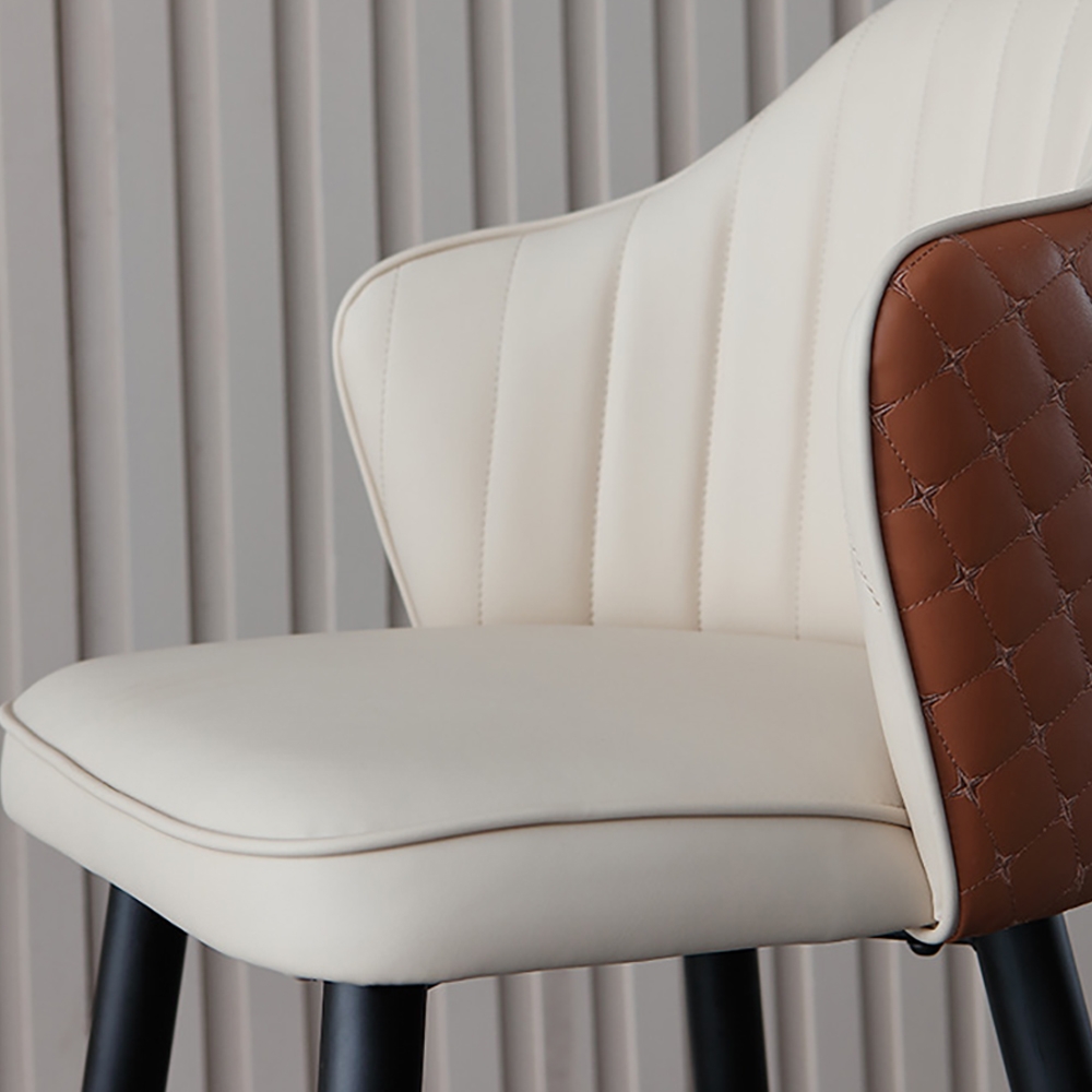 Beige Moderner Barhocker Höhe gepolsterter Stuhl mit PU-Leder