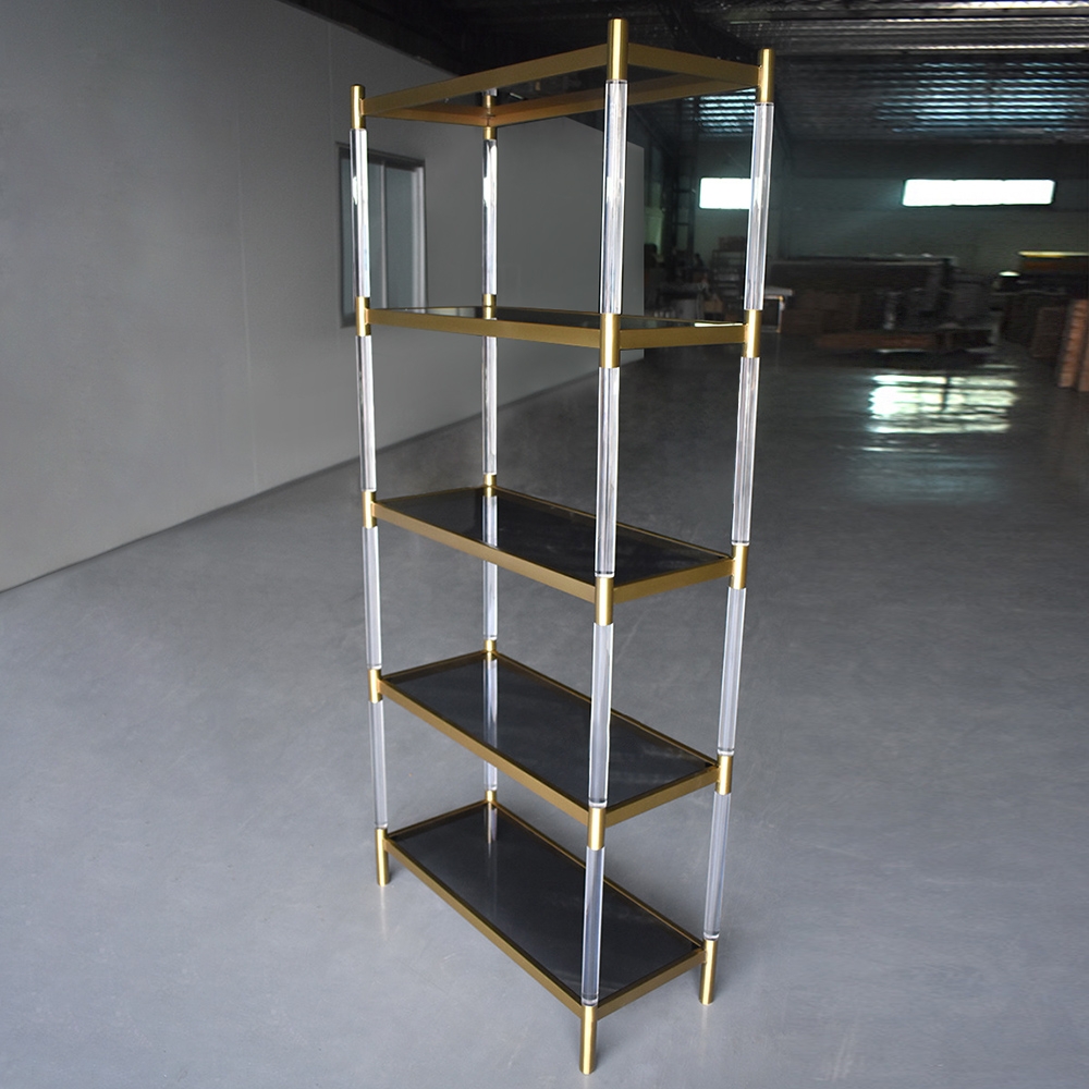 Gold & Clear Acrylic Bookshelf 4Tier Modern BookcaseHomary