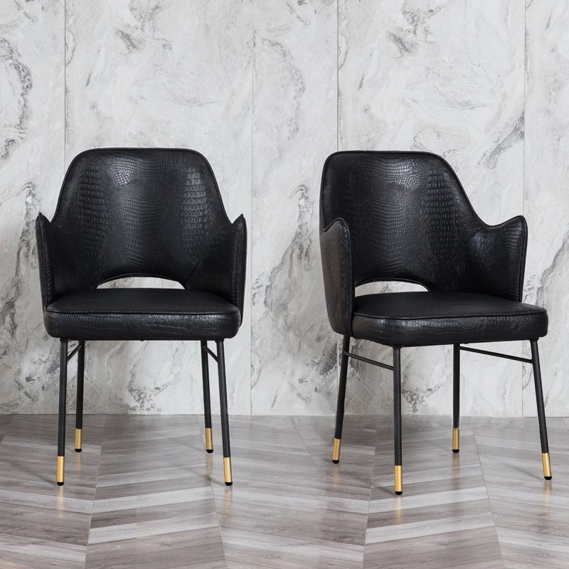 Black Faux Leather Upholstered Dining, Modern Black Faux Leather Dining Chairs
