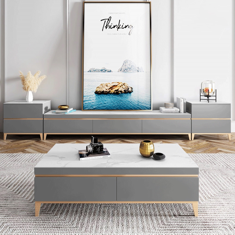

Modern Gray Coffee Table with Storage Rectangular Accent Table