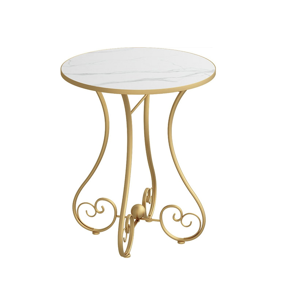 Gold round end table with metal frame side table