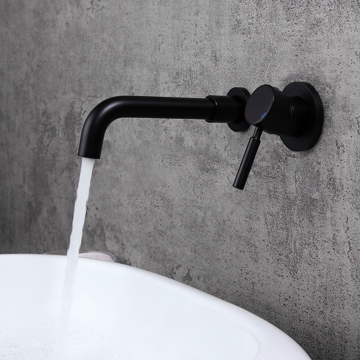 Stev Solid Brass Modern Wall-Mount Bathroom Basin Tap Single Lever Handle