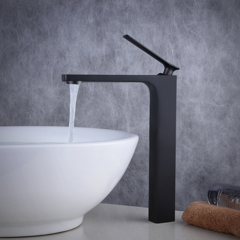 Regan Minimalist Single Handle Solid Brass Bathroom Vessel Sink Faucet One-Hole Matte Black