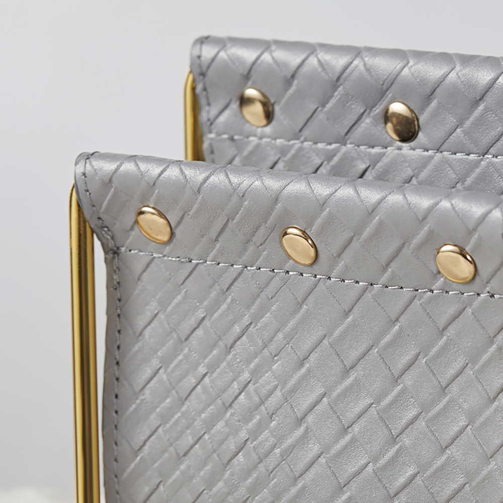 Modern Leather Magazine Rack in Grey