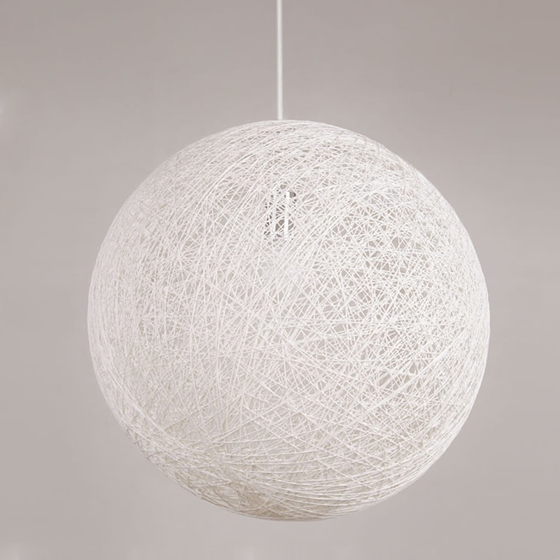 Randi Hand Woven Vine Globe 1-Light White Rattan Pendant Light in Medium