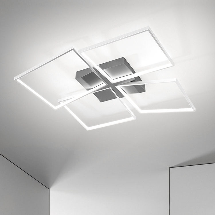 Modern Square LED Flush Mount Ceiling Light Silver & Black