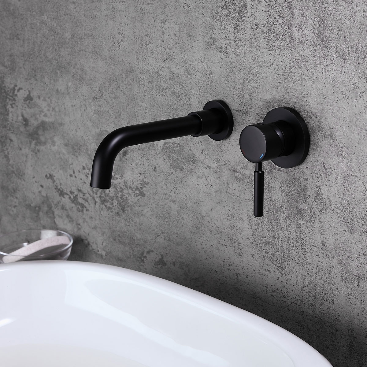 Stev Solid Brass Modern Wall-Mount Bathroom Basin Tap Single Lever Handle