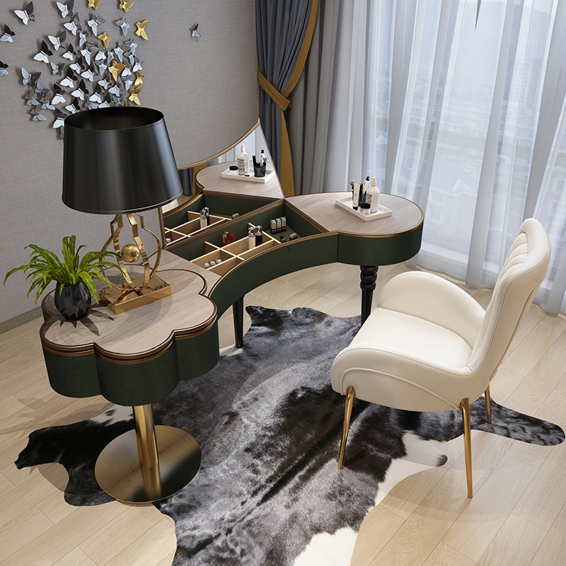 

Bedroom Makeup Vanity Table with Mirror & Storage Stainless Steel Small in Green