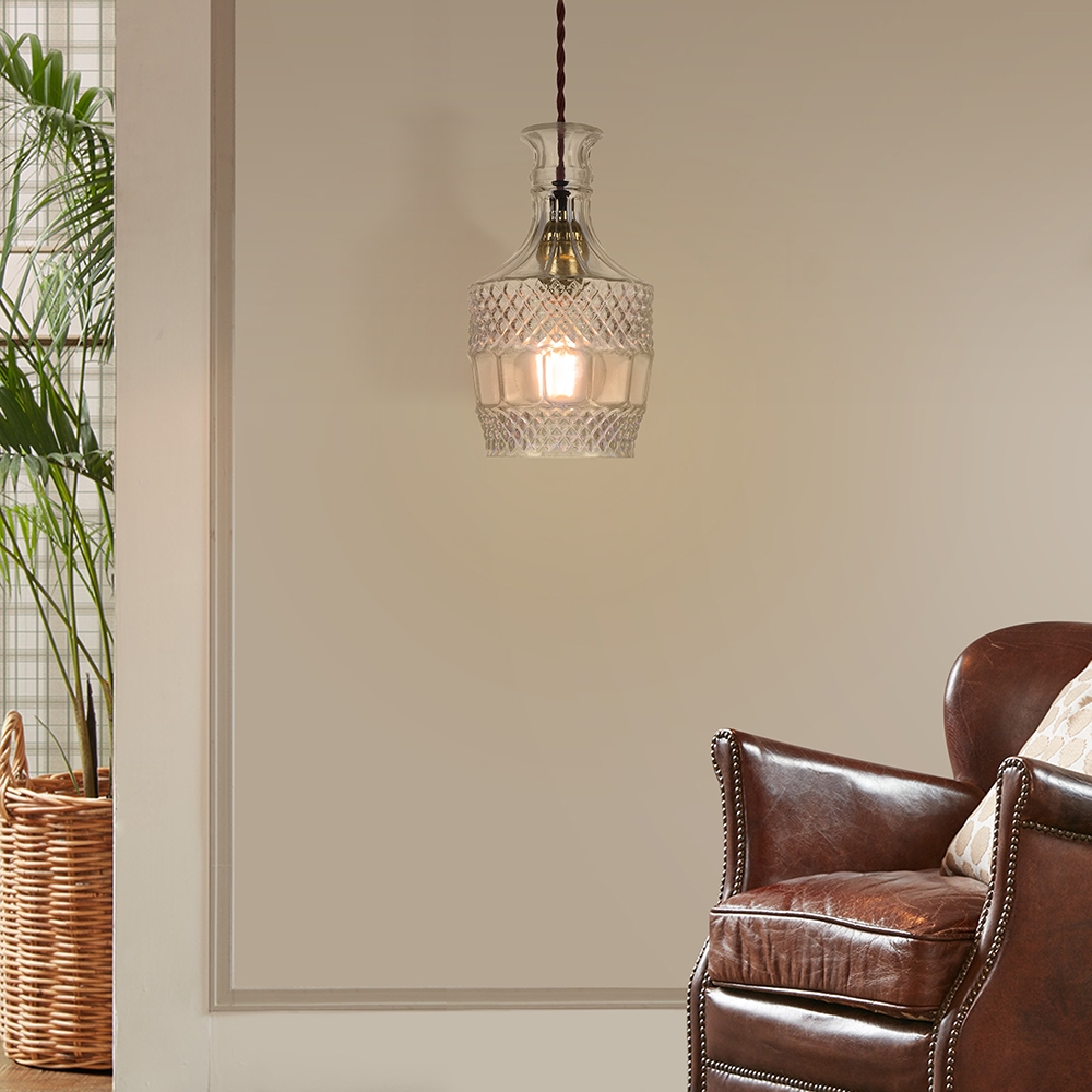 Gloria Vintage 1Light Clear Decanter Bottle Pendant Light with