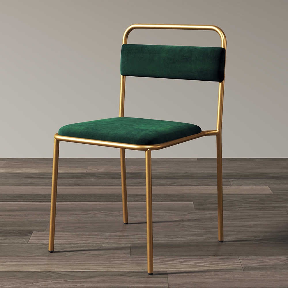 Modern Green Upholstered Dining Chair Armless Dinging Chair Set of 2 in