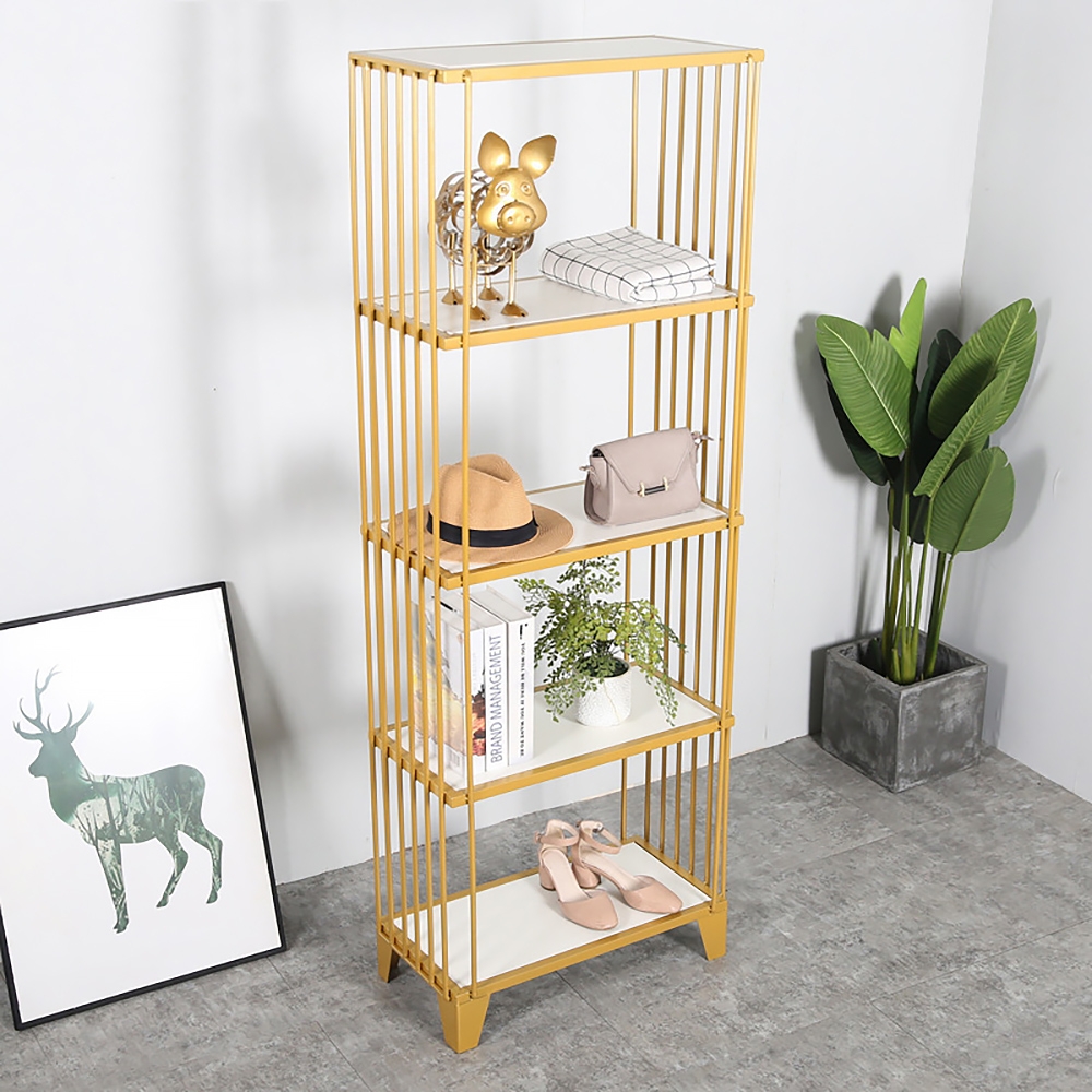 66.9" Modern Gold 4Tier Etagere Bookshelf Metal