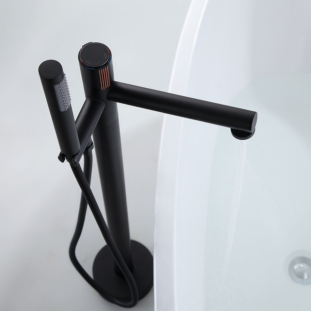 Freestanding Bath Filler Tap Floor Mounted Bath Tap with Hand Shower