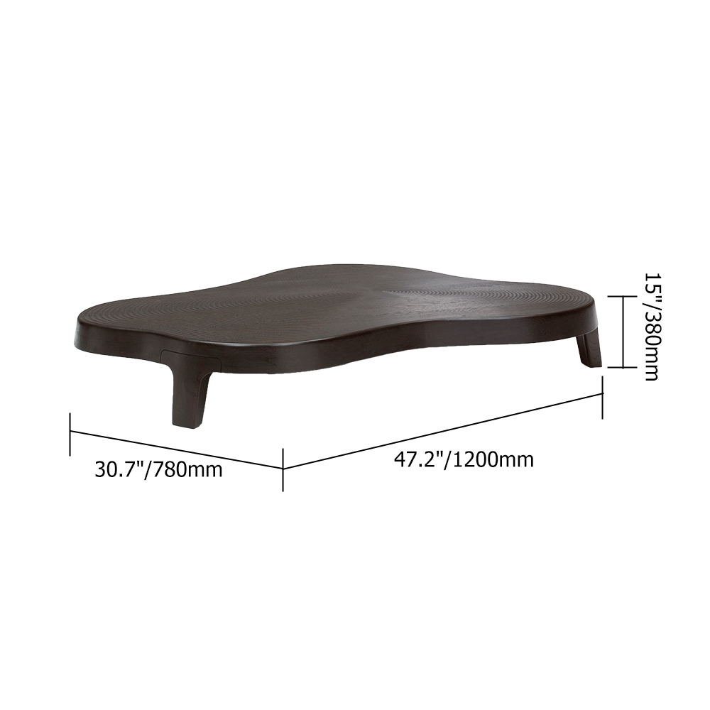 47.2" Black Coffee Table Modern Irregular Accent Table