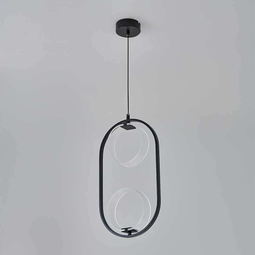 Suspension LED Acrylique Moderne en Forme Ovale Noir