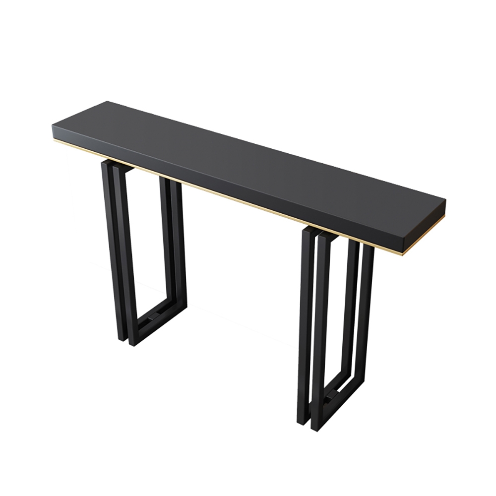 39" Entry Accent Table Narrow Console Table Black Solid Wood & Metal in Small