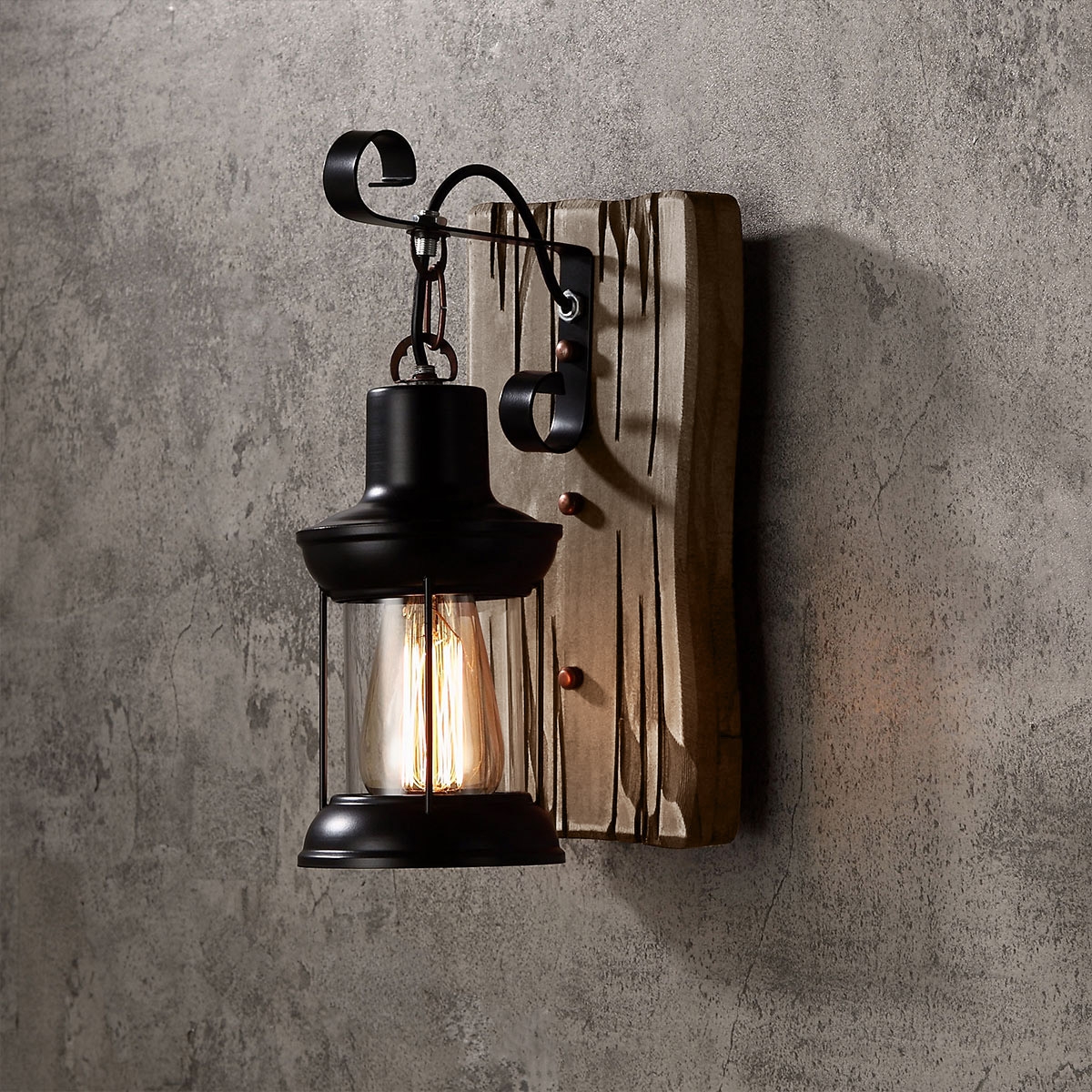 Industrial Cottage Style Metal Clear Glass Lantern 1Light Wall Light