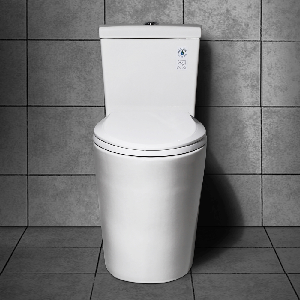 Image of One Piece 0.8/1.6 GPF Dual Flush Skirted Siphonic White Toilet with Slow-Close Seat Water Sense Labled
