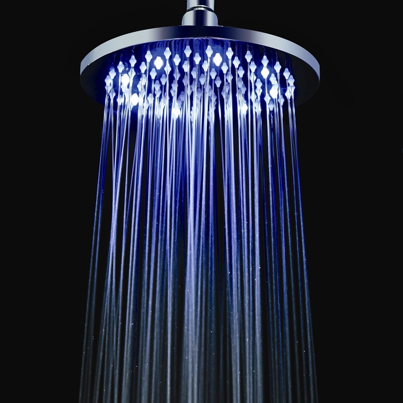 8 Inch Modern Polished Chrome Round Led Rain Showerhead Solid Brass