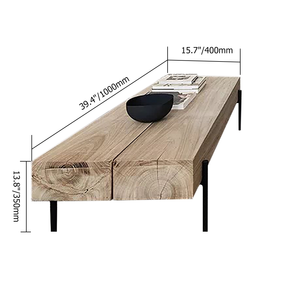 1000mm Farmhouse Wood Coffee Table Rectangular Cocktail Table Pine Wood Top