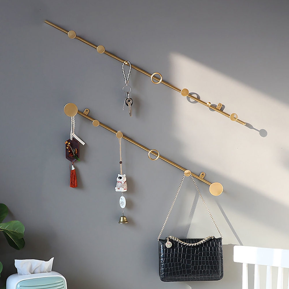 Chic Pipeline Wall Mounted Coat Rack In Metal Set Of 2-gold