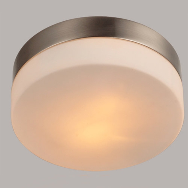 Contemporary Simple Round Flush Mount Ceiling Light 2-Light in Brushed Nickel
