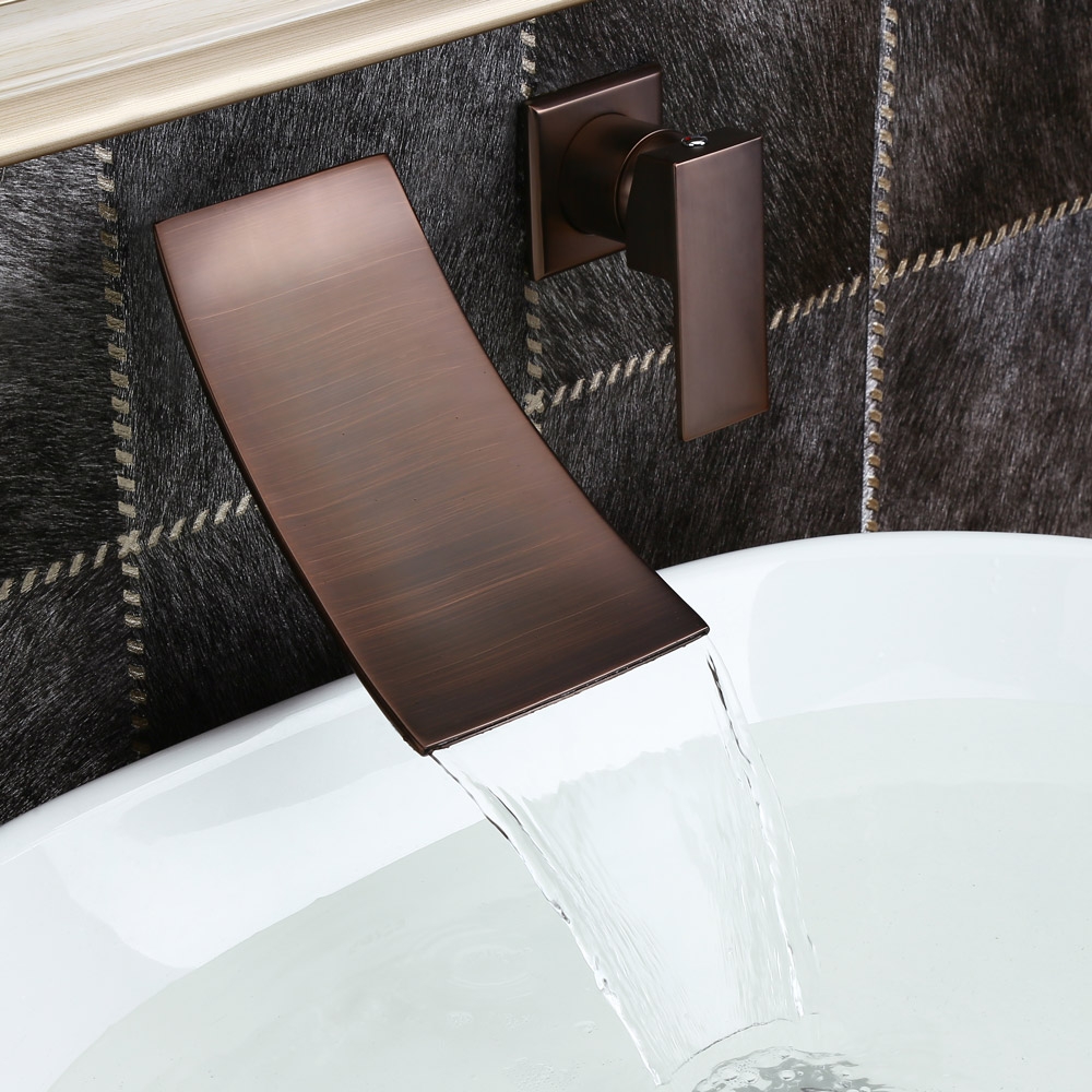 Shoop Waterfall Single Handle Wall-Mounted Bathroom Sink Faucet Oil Rubbed Bronze