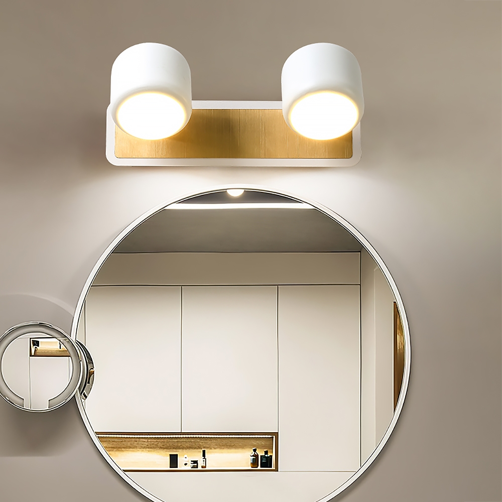 White LED Adjustable Gold Bath Vanity Light 2-Light Indoor Wall Light