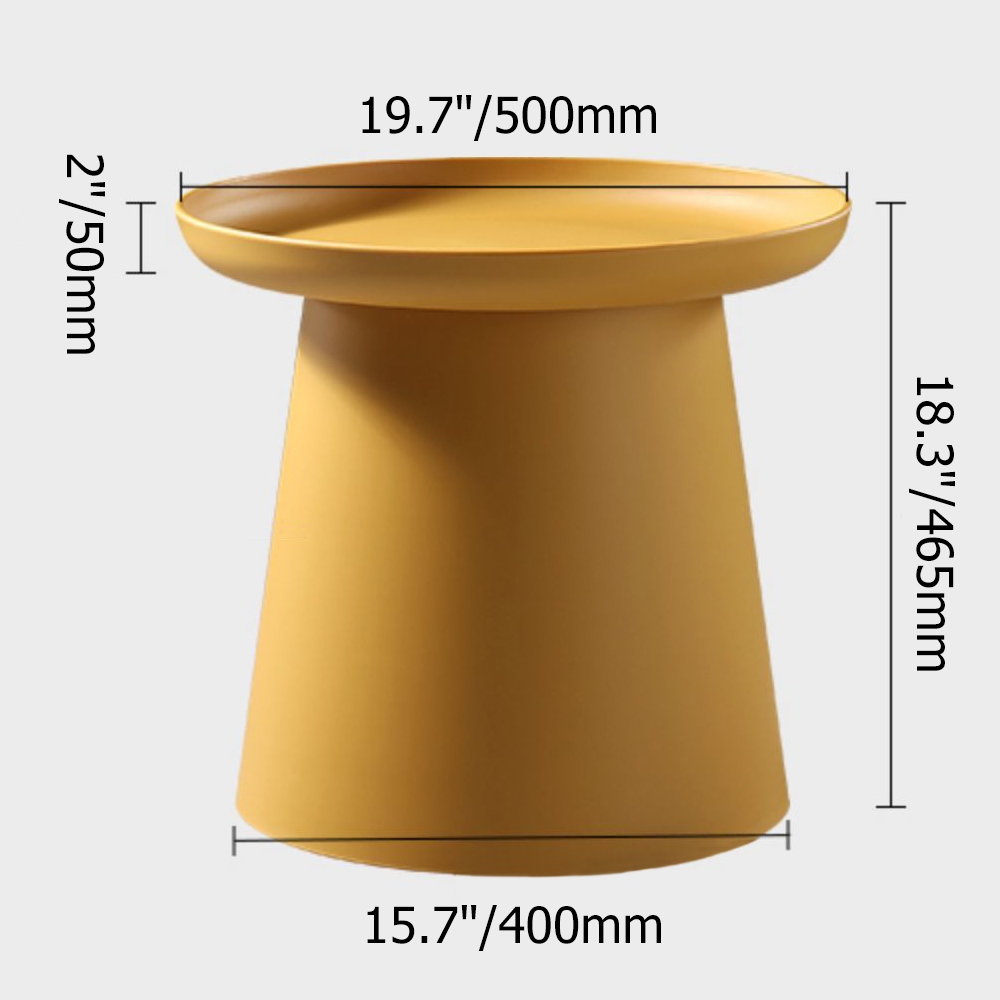 Yellow Round End Table Tray Side Table Plastic