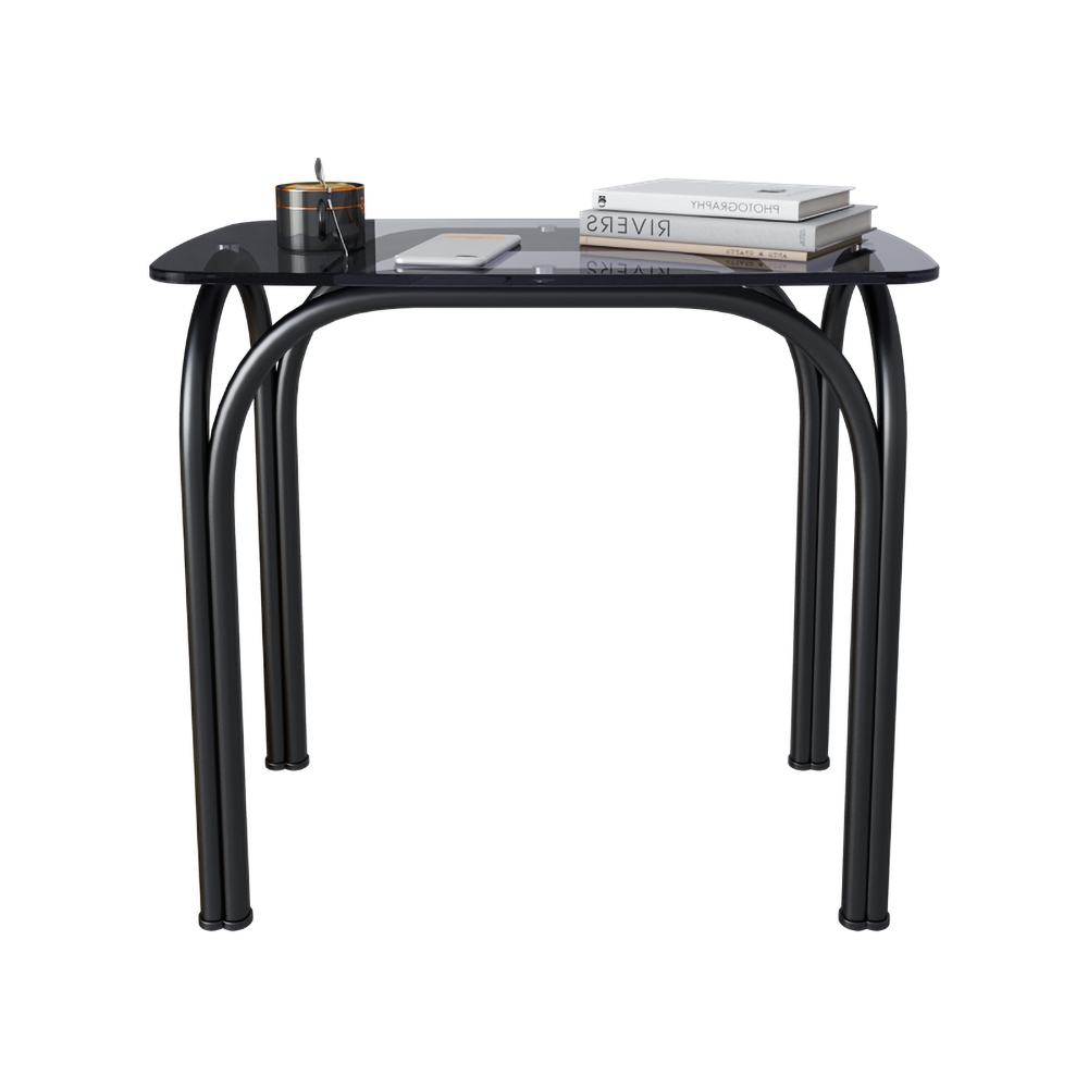 Modern Black End Table Tempered Glass Top Side TableHomary