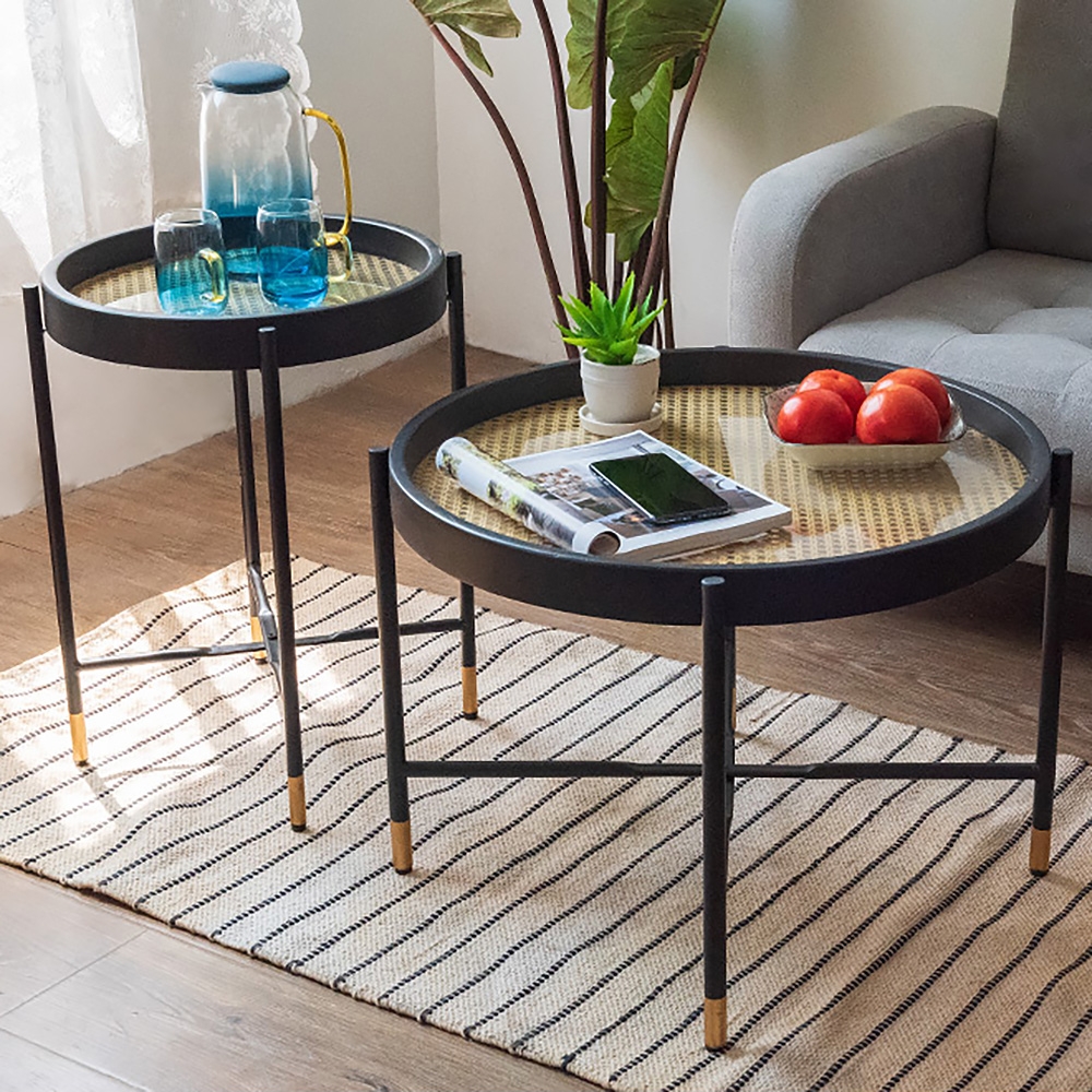 

Modern End Table Metal Side Table Waterproof Coffee Table Removable Tray in Small