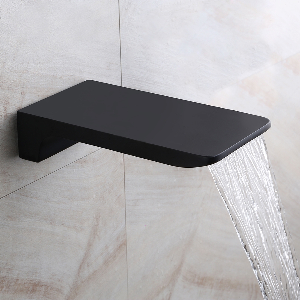 Solid Brass Wall Mount Rainshower Hand Shower & Bath Spout Shower Mixer in Matte Black