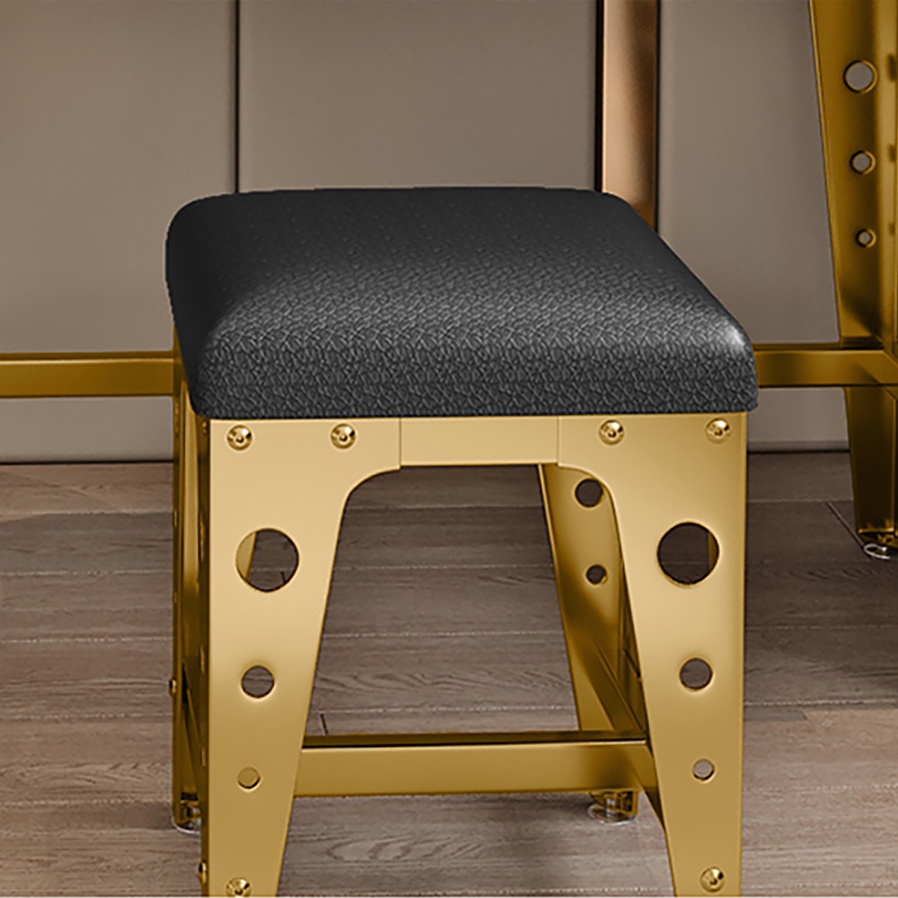 PU Leatehr Stool Upholstered Ottoman Stool Gold LegsHomary