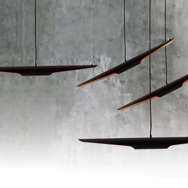 Fly Modern Freely Hanging Single Pendant Light 2-Light Finished in Black & Gold