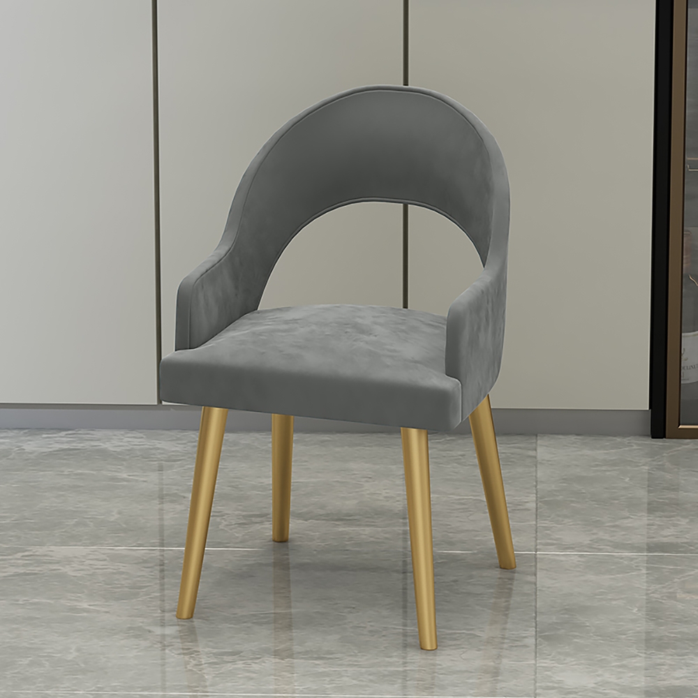

Modern Gray Velvet Dining Chair in Gold