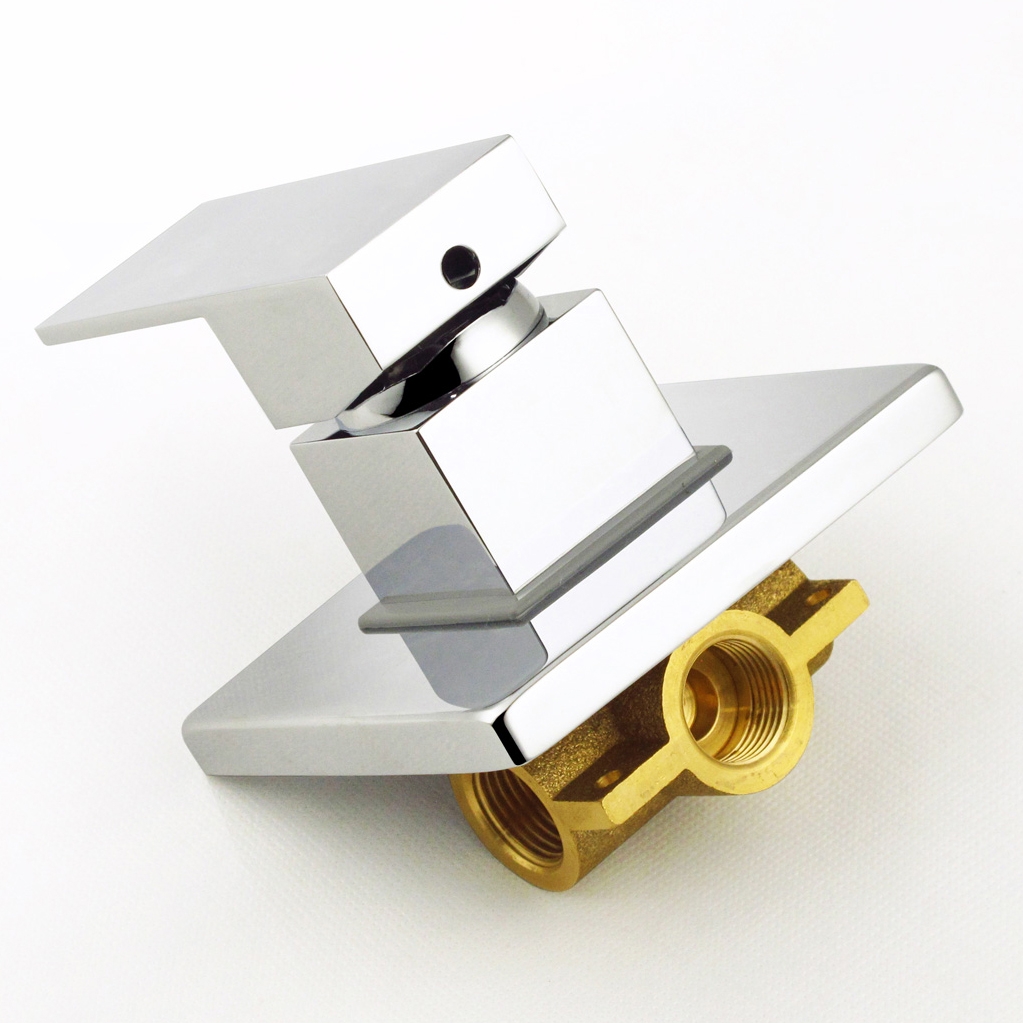 

Solid Brass Single Handle 1 Outlet Square Shower Valve in Polished Chrome Finish