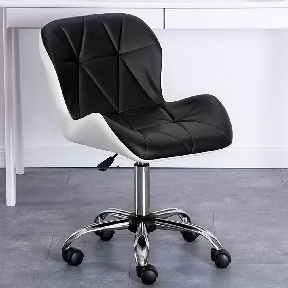 

Black PU Leather Task Chair Upholstered Swivel Office Chair Height Adjustable