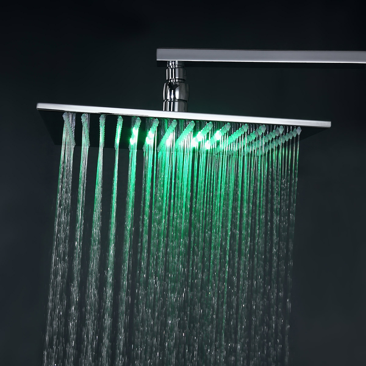 Modern LED Wall Mount 12" Rain Head with Hanshower & Body Spray Jets Thermostatic Shower Set in Polished Chrome Solid Brass