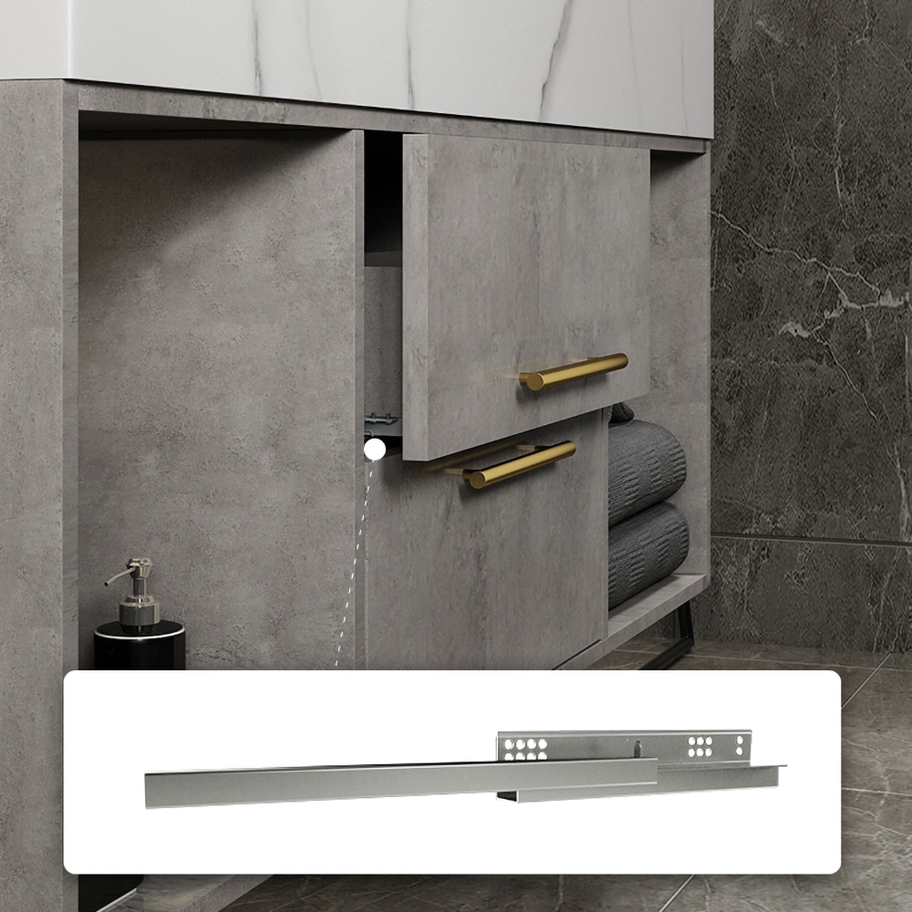 Tocador de baño flotante gris de 1000 mm con gabinete de pared superior de piedra