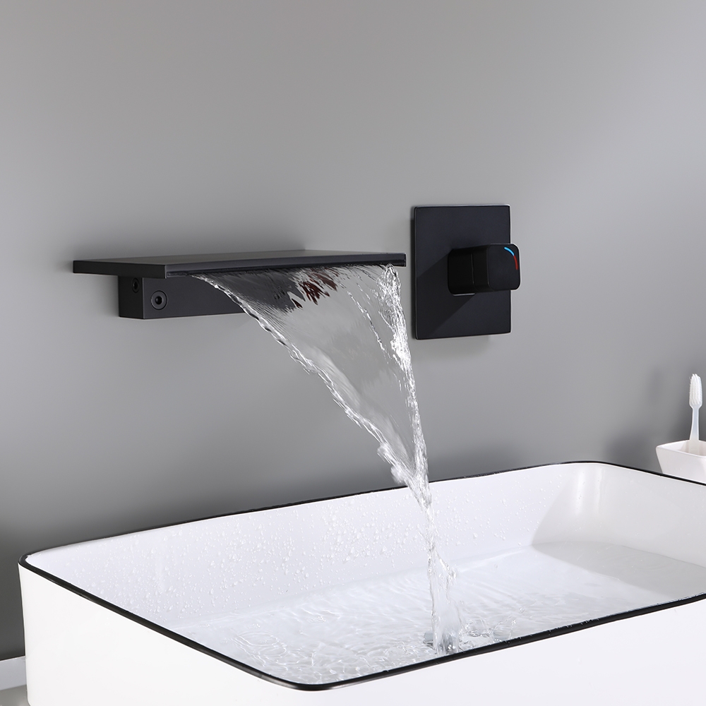 Grifo para bañera con ducha de mano para cuarto de baño grifo de baño color negro incluye soporte de pared cascada montaje en pared lavabo o bañera